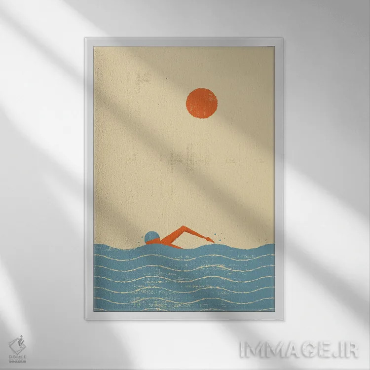 تابلو شناگر اثر امر کاریچ - نمای قابدار سفید