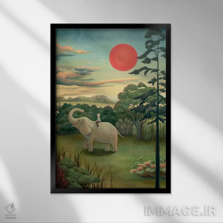 تابلو زیر خورشید سرخ اثر آنتوانت کلی - نمای قابدار مشکی