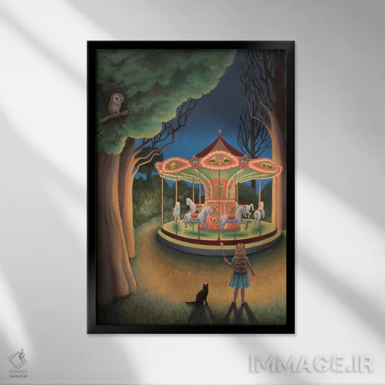 تابلو چرخوفلک شبانه اثر آنتوانت کلی - نمای قابدار مشکی