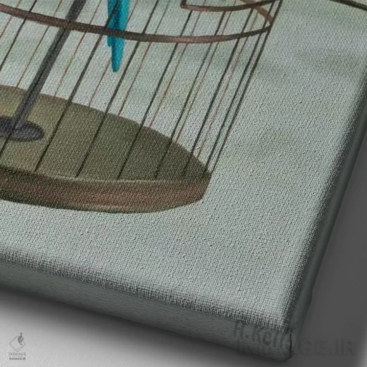 تابلو پرنده آبی اثر آنتوانت کلی - نمای نزدیک بافت بوم