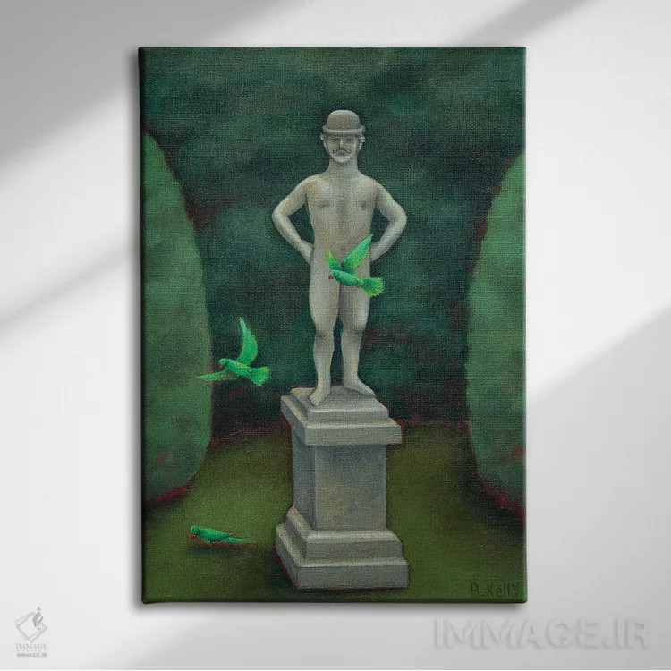 تابلو حکشده در سنگ اثر آنتوانت کلی - نمای روبهرو روی دیوار