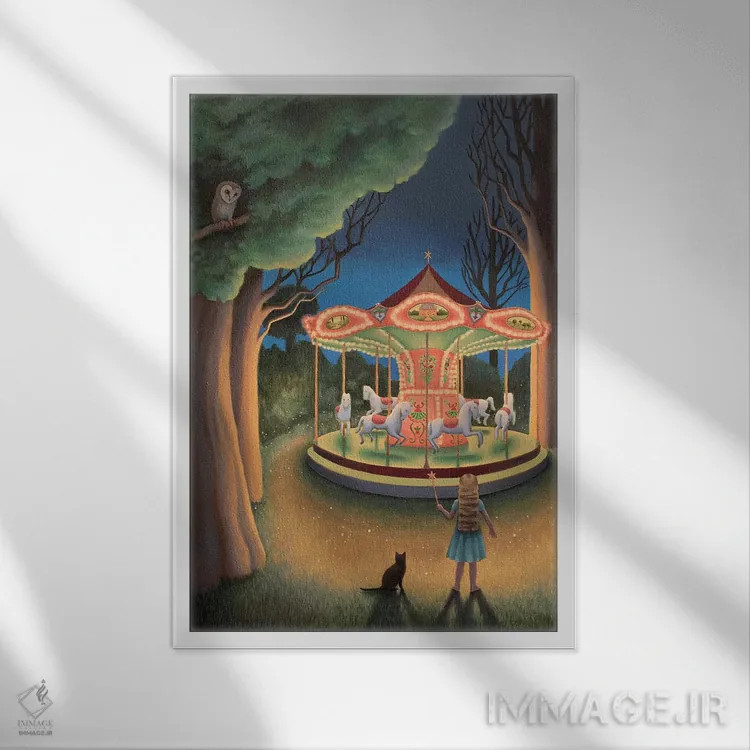 تابلو چرخوفلک شبانه اثر آنتوانت کلی - نمای قابدار سفید