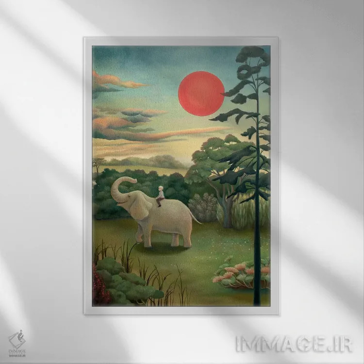 تابلو زیر خورشید سرخ اثر آنتوانت کلی - نمای قابدار سفید