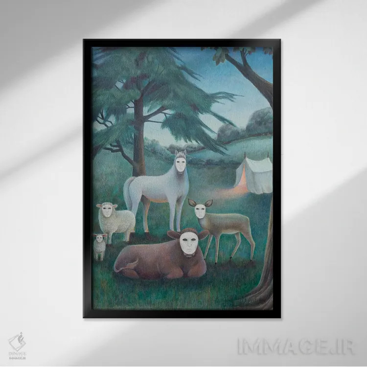 تابلو شبی عجیب اثر آنتوانت کلی - نمای قابدار مشکی