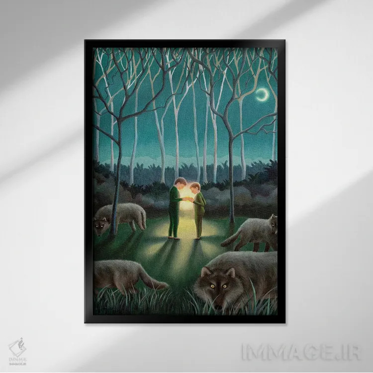 تابلو درخشانتر از ماه اثر آنتوانت کلی - نمای قابدار مشکی