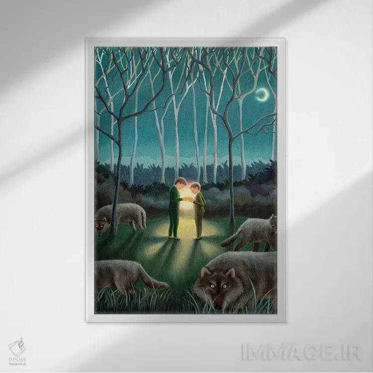 تابلو درخشانتر از ماه اثر آنتوانت کلی - نمای قابدار سفید