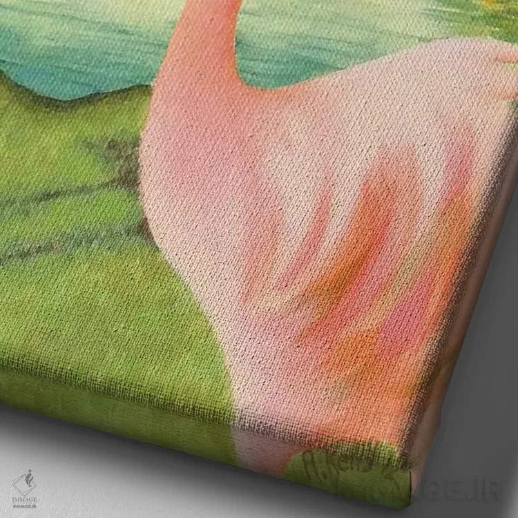 تابلو فلامینگوها اثر آنتوانت کلی - نمای نزدیک بافت بوم