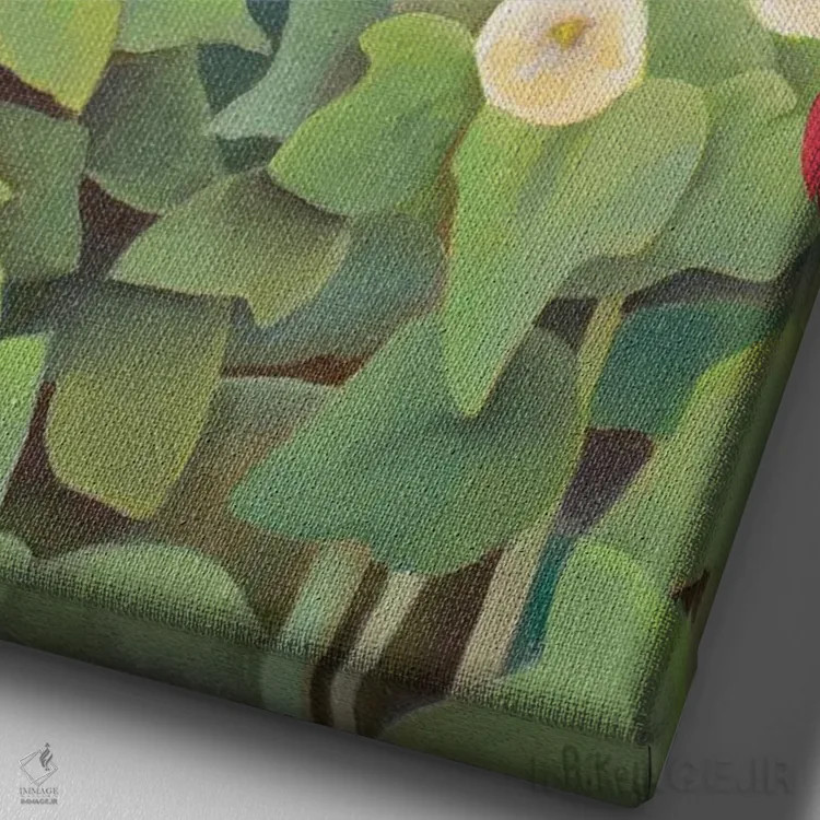 تابلو هارلکین و پنیرک باغی (گیاه) اثر آنتوانت کلی - نمای نزدیک بافت بوم