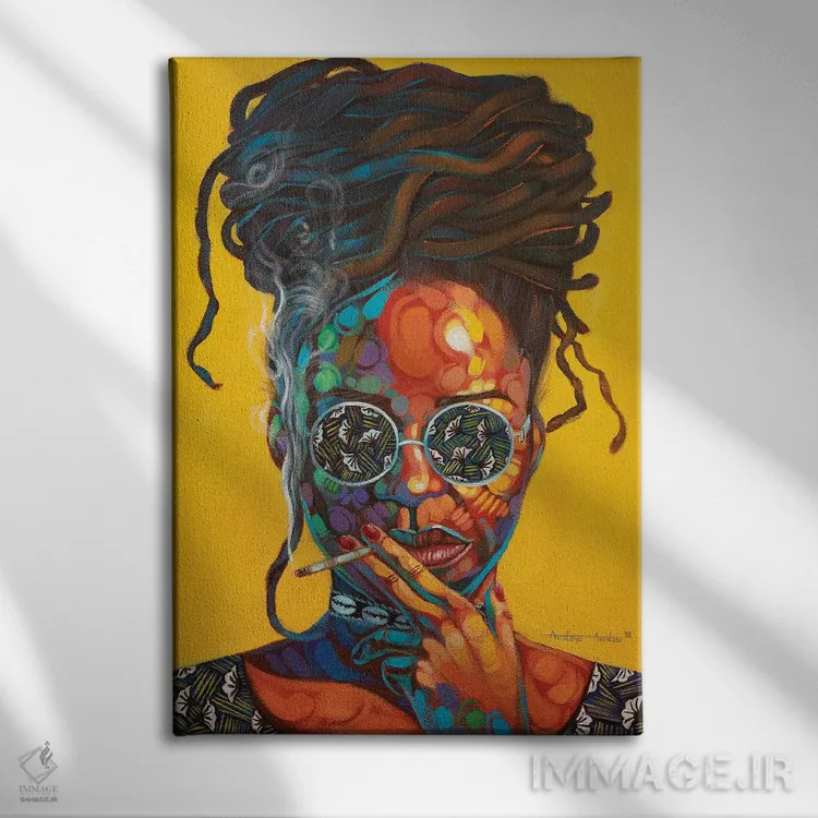 تابلو زن فولاباور اثر آکینتایو آکینتوبی - نمای روبهرو روی دیوار