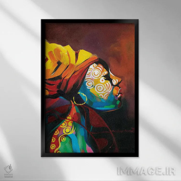 تابلو اندیشه در نیمرخ اثر آکینتایو آکینتوبی - نمای قابدار مشکی