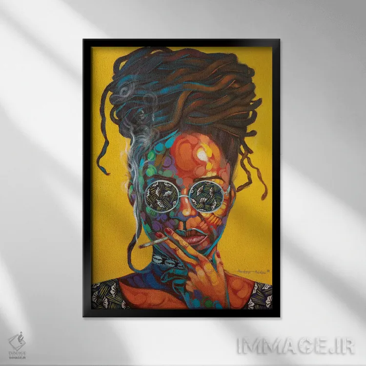 تابلو زن فولاباور اثر آکینتایو آکینتوبی - نمای قابدار مشکی