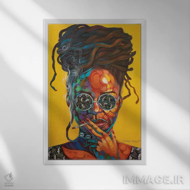 تابلو زن فولاباور اثر آکینتایو آکینتوبی - نمای قابدار سفید