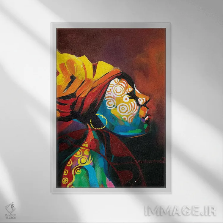 تابلو اندیشه در نیمرخ اثر آکینتایو آکینتوبی - نمای قابدار سفید