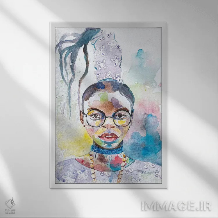 تابلو آبکه (نام آفریقایی) اثر آکینتایو آکینتوبی - نمای قابدار سفید