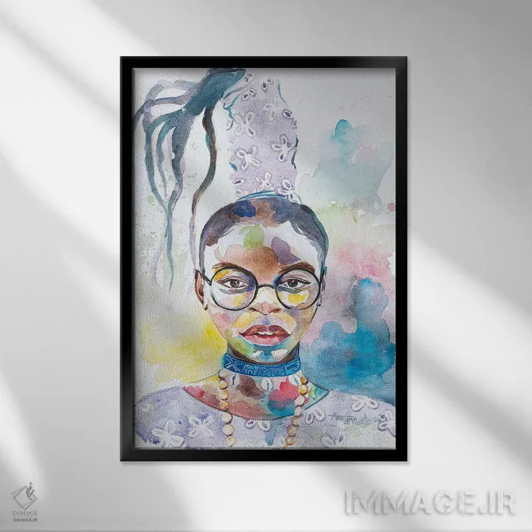 تابلو آبکه (نام آفریقایی) اثر آکینتایو آکینتوبی - نمای قابدار مشکی