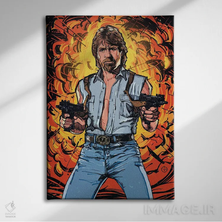 تابلو چاک نوریس اثر نیکیتا آباکوموف - نمای روبهرو روی دیوار