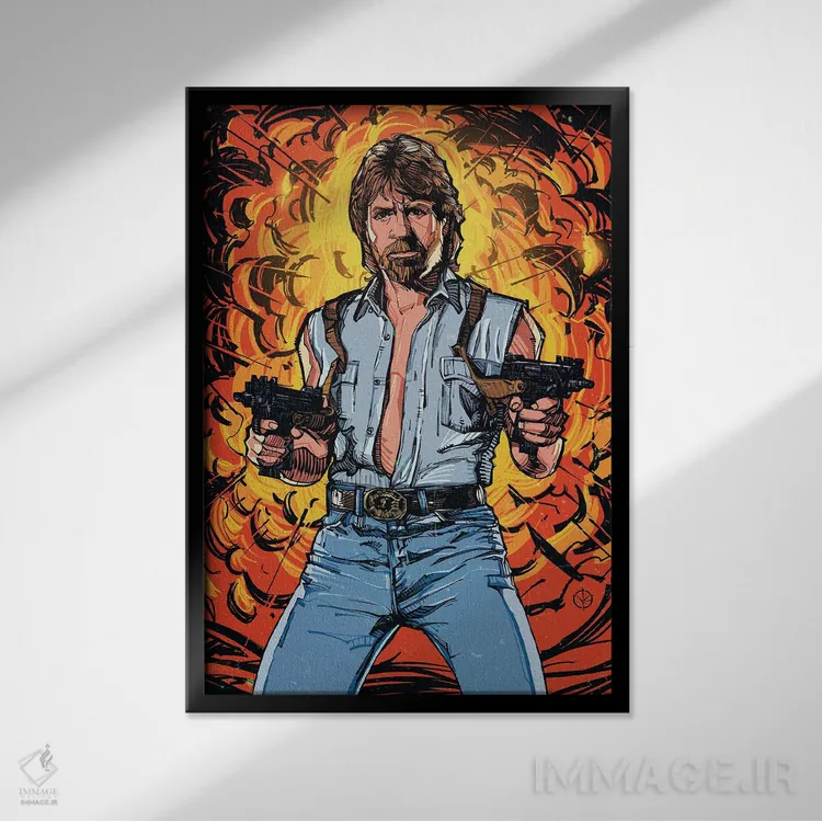 تابلو چاک نوریس اثر نیکیتا آباکوموف - نمای قابدار مشکی