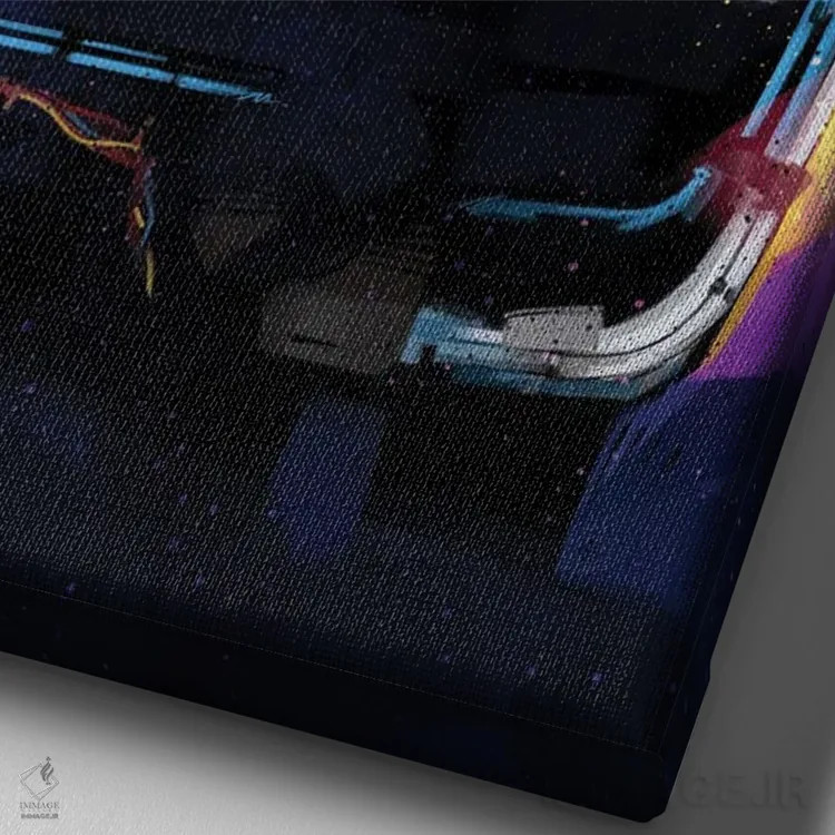 تابلو دلورین (خودرو کلاسیک) اثر نیکیتا آباکوموف - نمای نزدیک بافت بوم