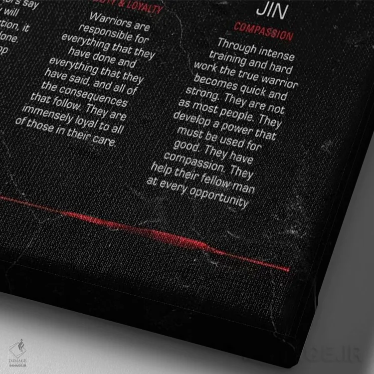 تابلو قانون بوشیدو سیاه اثر نیکیتا آباکوموف - نمای نزدیک بافت بوم