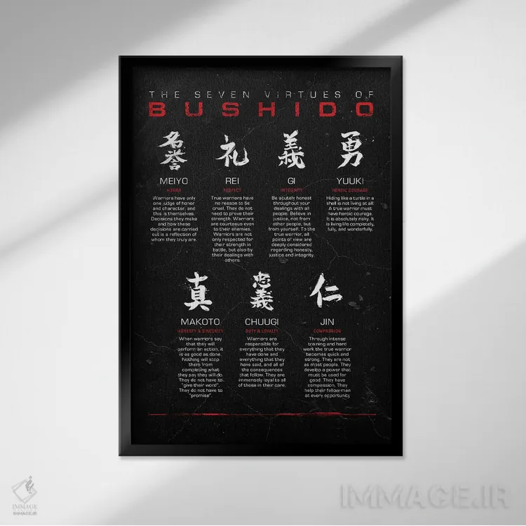 تابلو قانون بوشیدو سیاه اثر نیکیتا آباکوموف - نمای قابدار مشکی