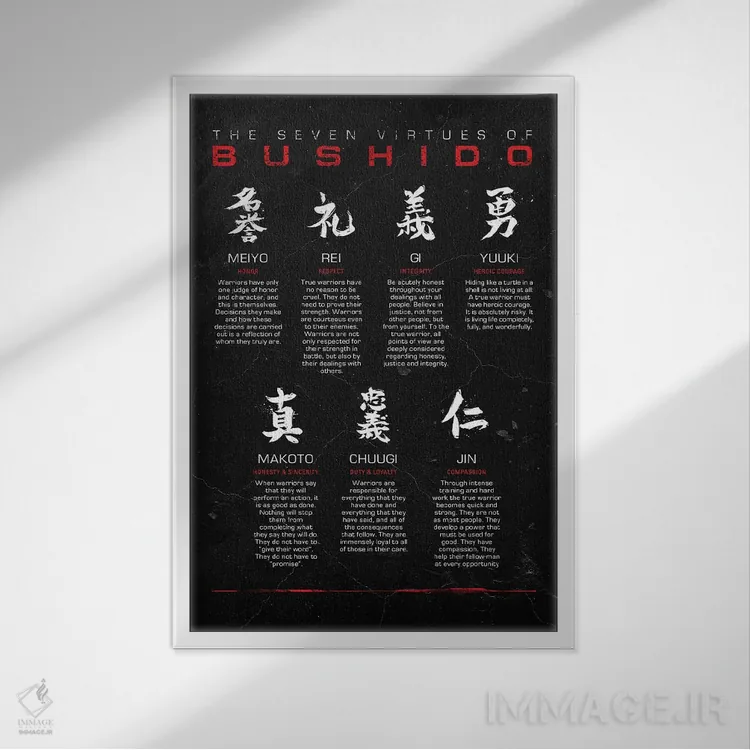 تابلو قانون بوشیدو سیاه اثر نیکیتا آباکوموف - نمای قابدار سفید