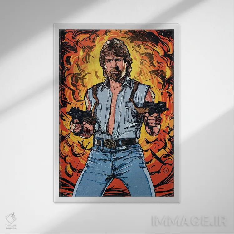 تابلو چاک نوریس اثر نیکیتا آباکوموف - نمای قابدار سفید