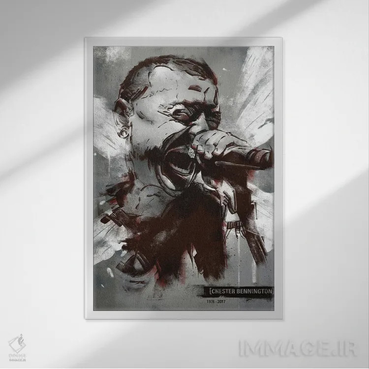 تابلو چستر بنینگتون I اثر نیکیتا آباکوموف - نمای قابدار سفید