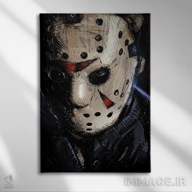 تابلو جیسون وورهیز I (شخصیت فیلم ترسناک) اثر نیکیتا آباکوموف - نمای روبهرو روی دیوار