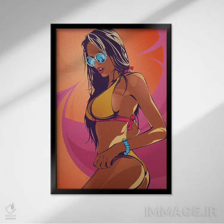 تابلو دختر ساحلی اثر نیکیتا آباکوموف - نمای قابدار مشکی