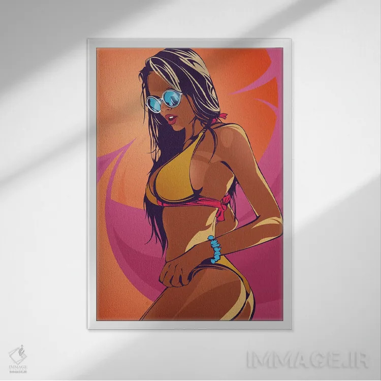 تابلو دختر ساحلی اثر نیکیتا آباکوموف - نمای قابدار سفید