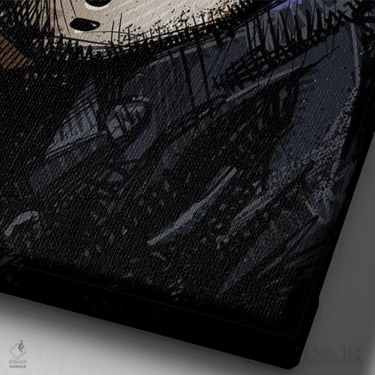 تابلو جیسون وورهیز I (شخصیت فیلم ترسناک) اثر نیکیتا آباکوموف - نمای نزدیک بافت بوم