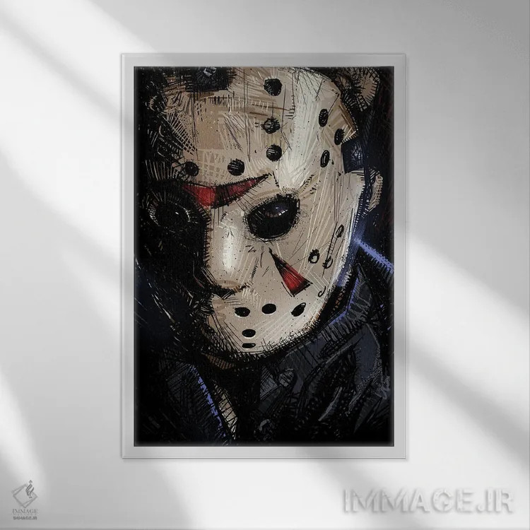 تابلو جیسون وورهیز I (شخصیت فیلم ترسناک) اثر نیکیتا آباکوموف - نمای قابدار سفید