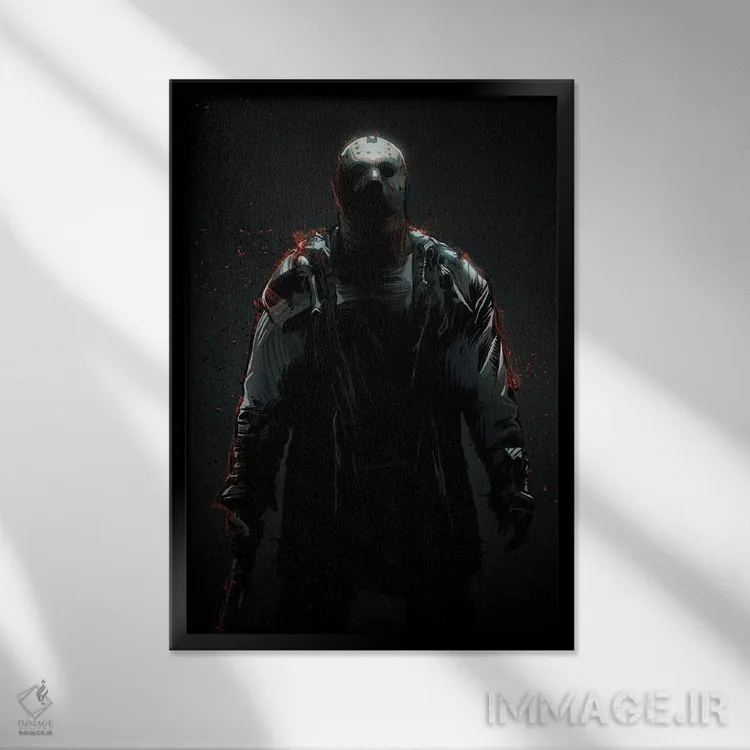 تابلو جیسون وورهیز II (شخصیت فیلم ترسناک) اثر نیکیتا آباکوموف - نمای قابدار مشکی