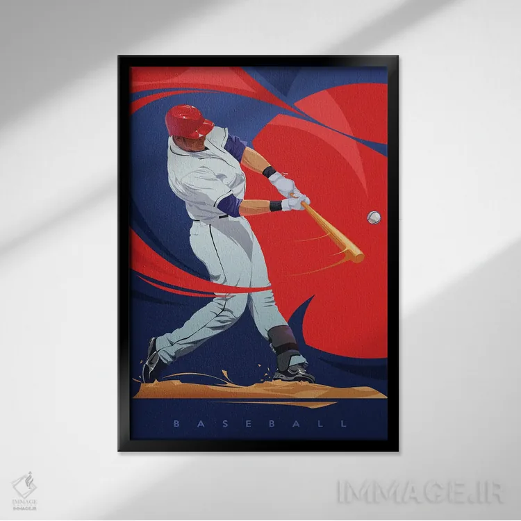 تابلو بیسبال اثر نیکیتا آباکوموف - نمای قابدار مشکی