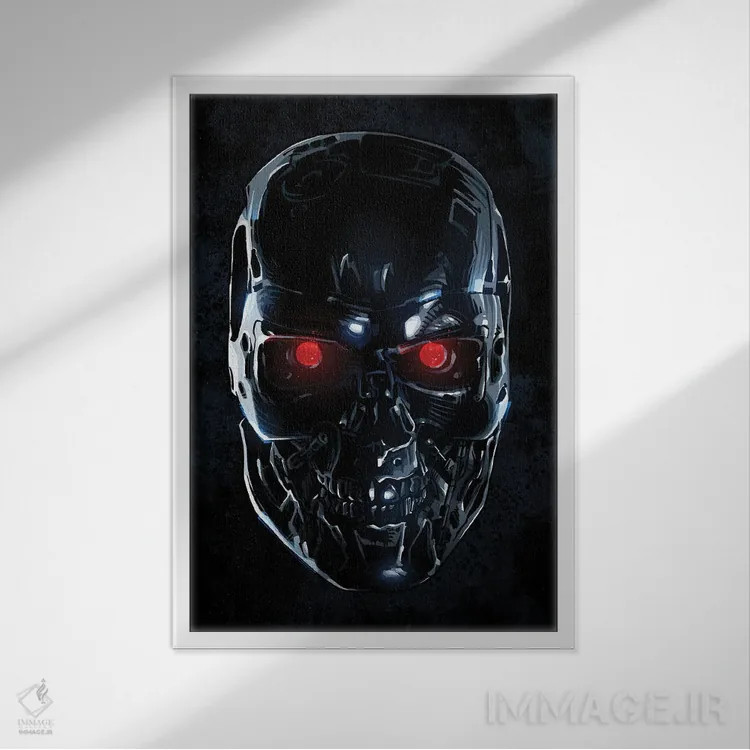 تابلو چهره ترمیناتور اثر نیکیتا آباکوموف - نمای قابدار سفید