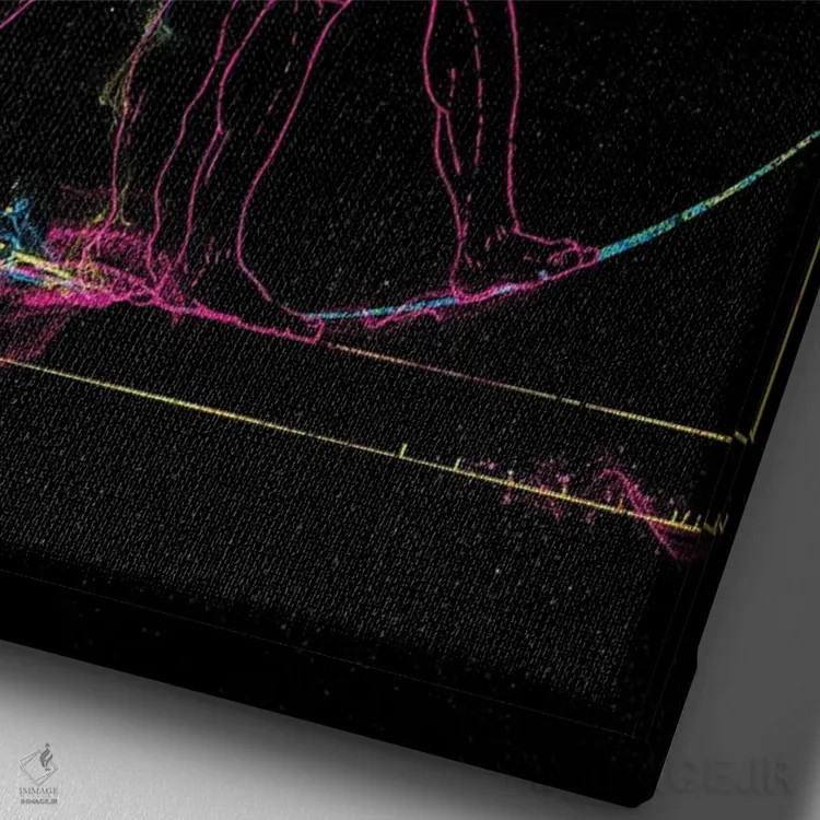 تابلو مرد ویترویوسی (اثر لئوناردو داوینچی) اثر نیکیتا آباکوموف - نمای نزدیک بافت بوم