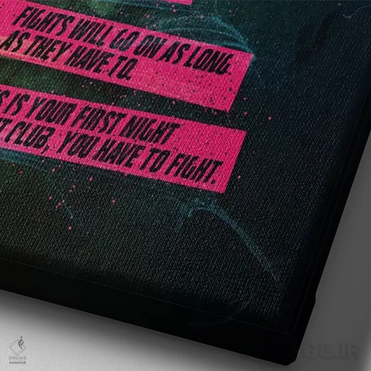 تابلو قوانین باشگاه مبارزه اثر نیکیتا آباکوموف - نمای نزدیک بافت بوم