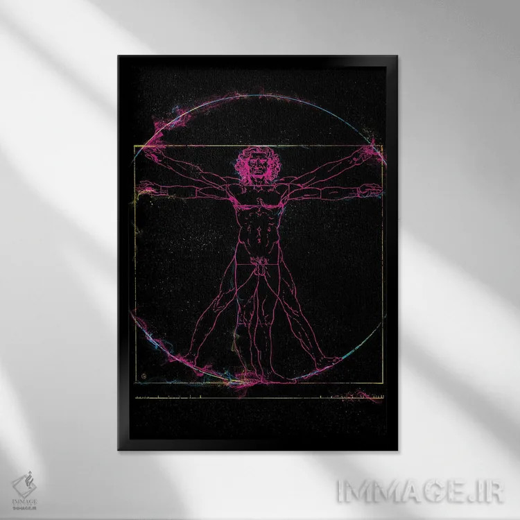 تابلو مرد ویترویوسی (اثر لئوناردو داوینچی) اثر نیکیتا آباکوموف - نمای قابدار مشکی