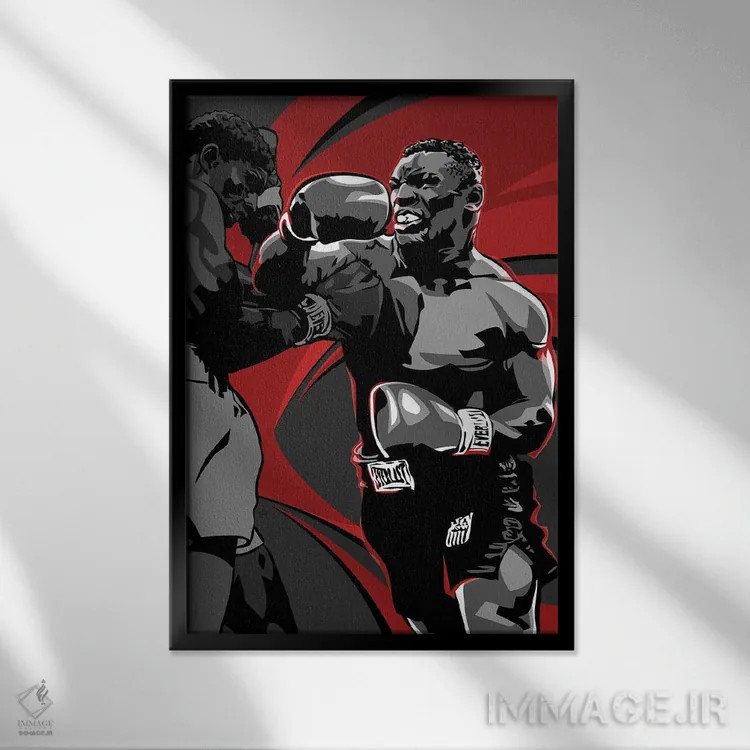 تابلو مایک تایسون (بوکسور) اثر نیکیتا آباکوموف - نمای قابدار مشکی