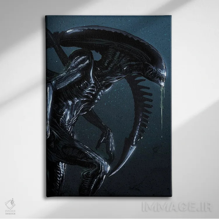 تابلو بیگانه زنومورف (سینمای علمیتخیلی) اثر نیکیتا آباکوموف - نمای روبهرو روی دیوار