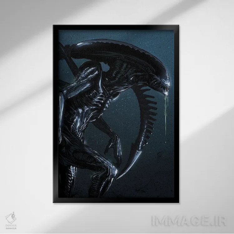 تابلو بیگانه زنومورف (سینمای علمیتخیلی) اثر نیکیتا آباکوموف - نمای قابدار مشکی