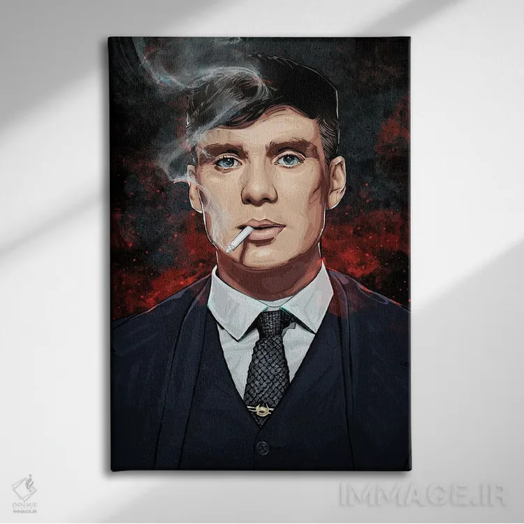 تابلو توماس شلبی (پیکی بلایندرز) اثر نیکیتا آباکوموف - نمای روبهرو روی دیوار