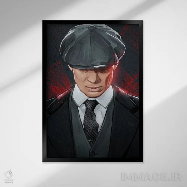 تابلو تامی شلبی (پیکی بلایندرز) اثر نیکیتا آباکوموف - نمای قابدار مشکی