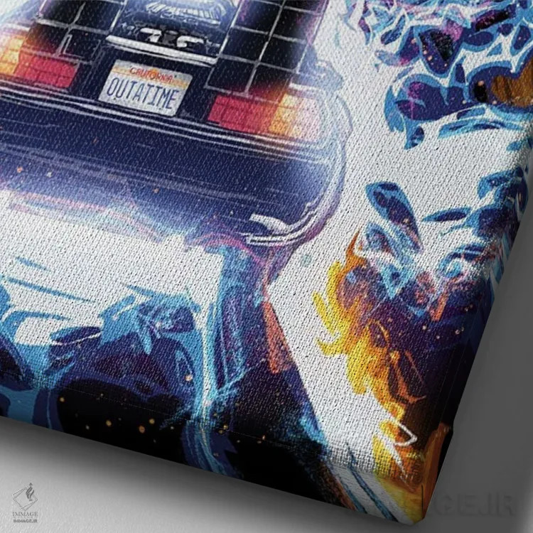 تابلو مارتی و داک (بازگشت به آینده) اثر نیکیتا آباکوموف - نمای نزدیک بافت بوم