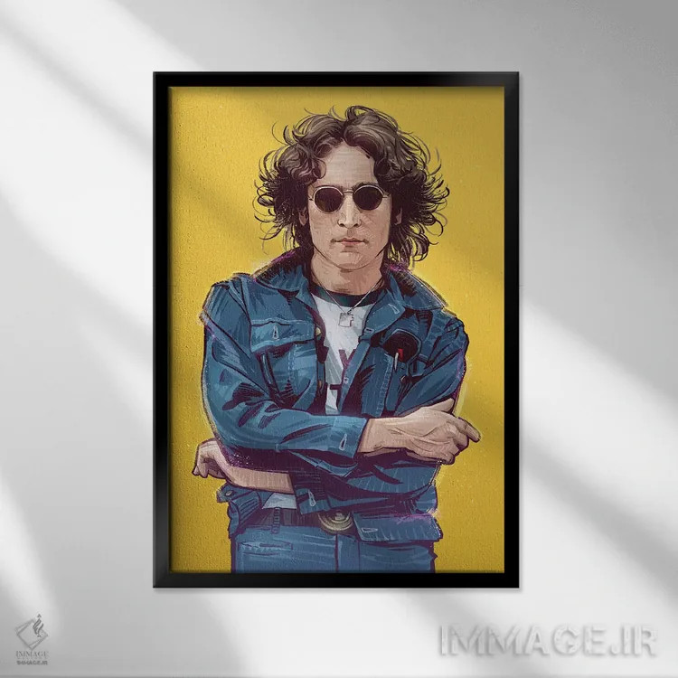 تابلو جان لنون (خواننده) اثر نیکیتا آباکوموف - نمای قابدار مشکی