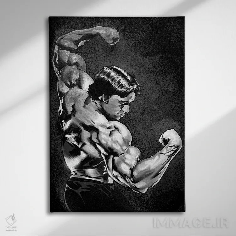 تابلو آرنولد شوارتزنگر اثر نیکیتا آباکوموف - نمای روبهرو روی دیوار