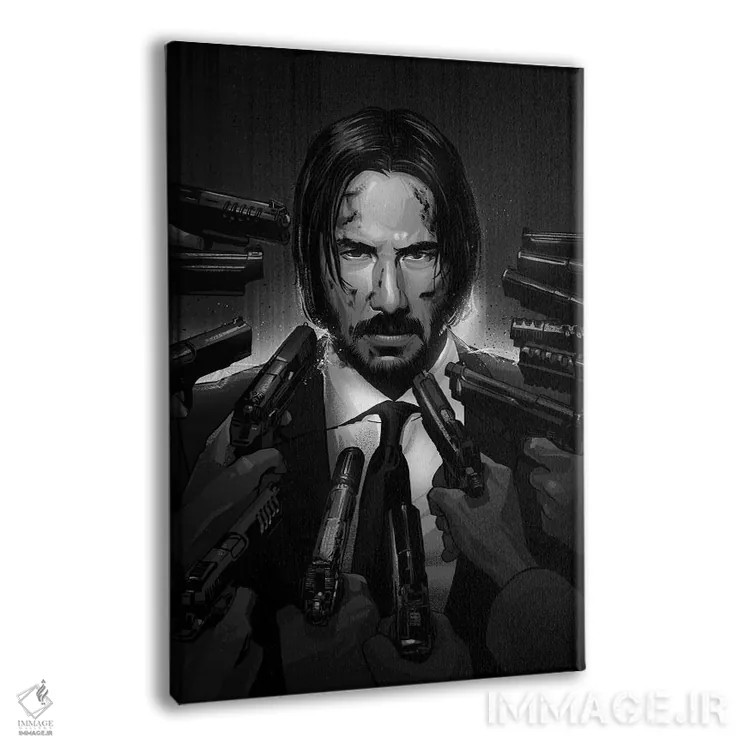 تابلو جان ویک سیاه و سفید اثر نیکیتا آباکوموف - نمای پرسپکتیو محصول