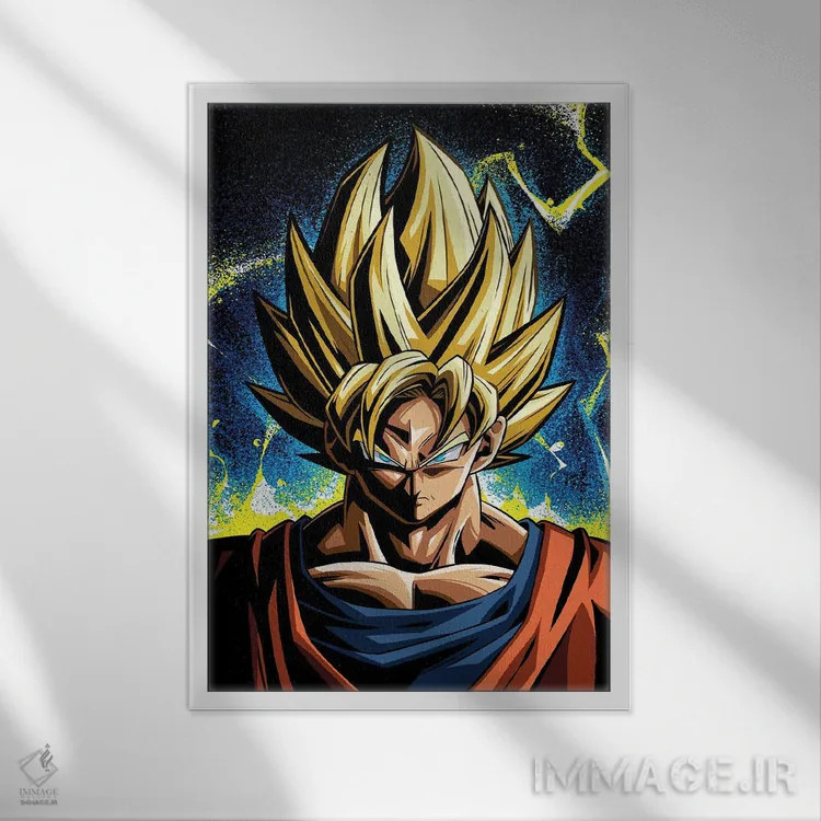 تابلو گوکو (دراگون بال) اثر نیکیتا آباکوموف - نمای قابدار سفید