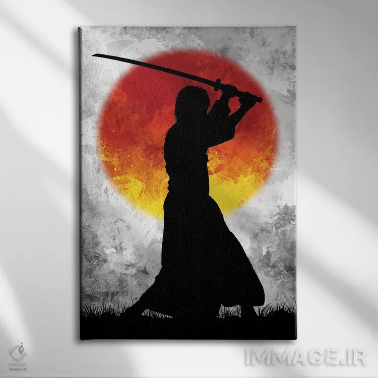 تابلو ماه سامورایی سفید اثر نیکیتا آباکوموف - نمای روبهرو روی دیوار