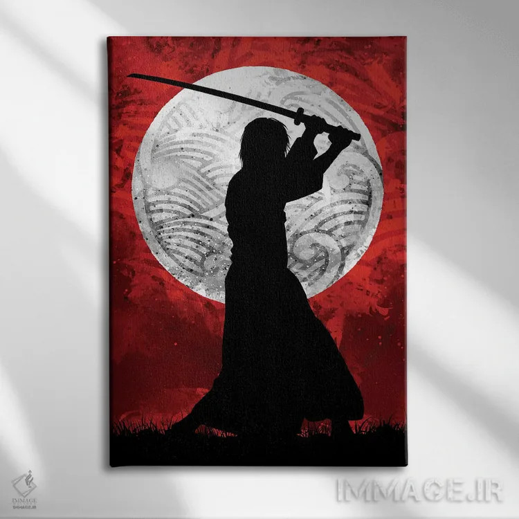 تابلو ماه سامورایی قرمز اثر نیکیتا آباکوموف - نمای روبهرو روی دیوار